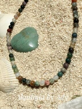 SUPER DAINTY | SIMPLE +Beaded Necklace | MOSS AGATE